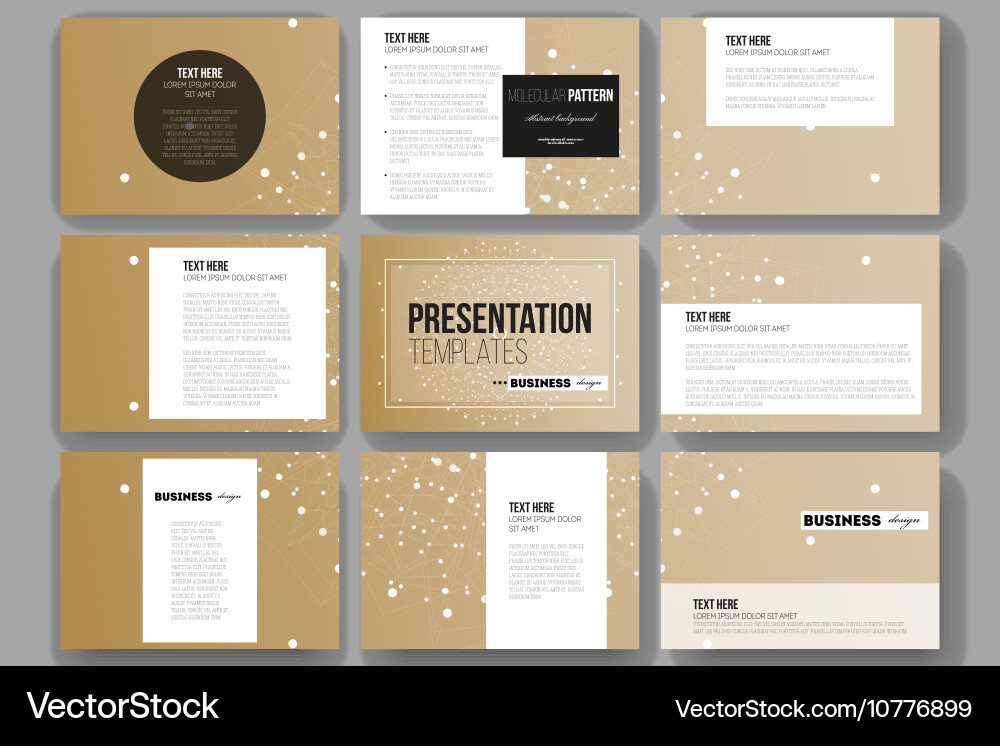 Set of 9 templates for presentation slides vector image