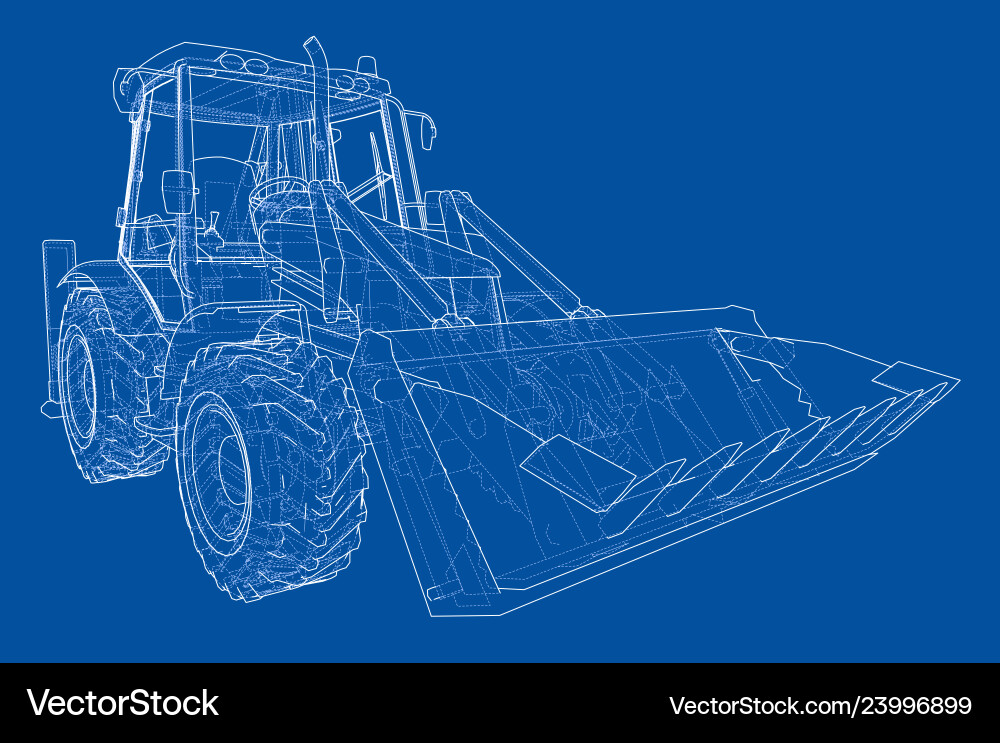 Sketch of loading shovel with back actor Sketch of loading shovel with back actor vector image