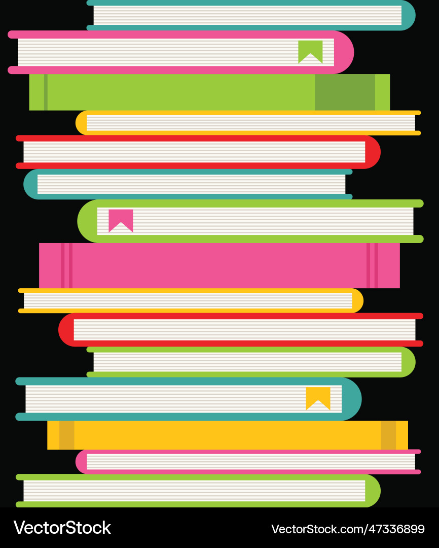 Stack of colorful books on black background Stack of colorful books on black background vector image