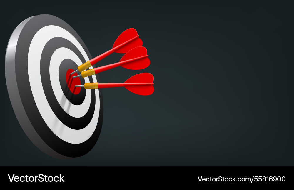 3d red dart hit the dartboard mockup 3d red dart hit the dartboard mockup vector image