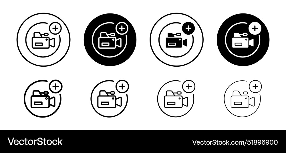Add video file recording as attachment button vector image