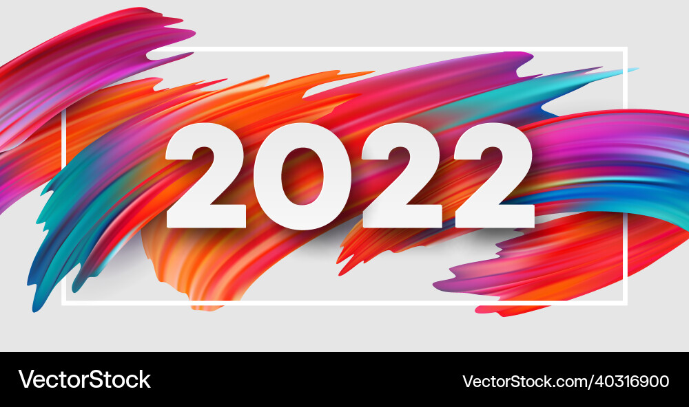 Calendar header 2022 number on colorful abstract vector image