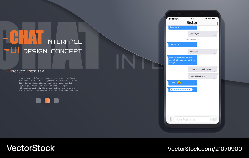 Chat interface application with dialogue window vector image