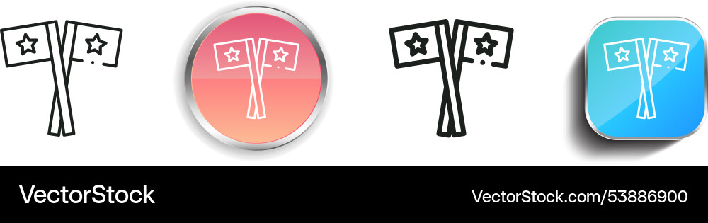Flags icon thin linear regular and button style vector image