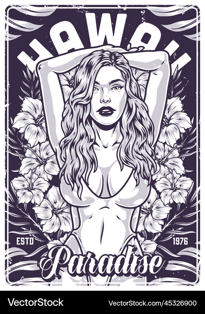 Hot Beach Mädchen monochrom Poster Hot Beach Mädchen monochrom Poster vektorbild