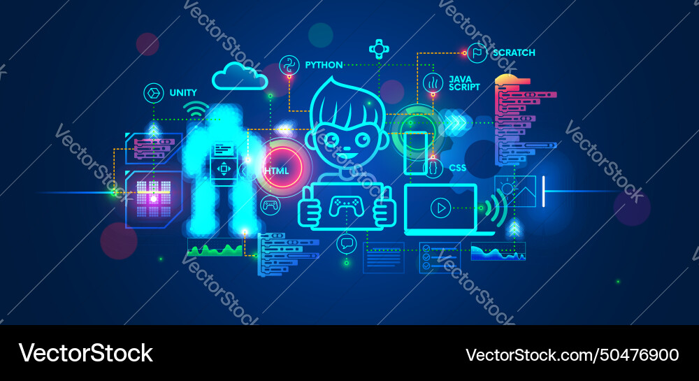 Kids Coding & Programming Education vector image