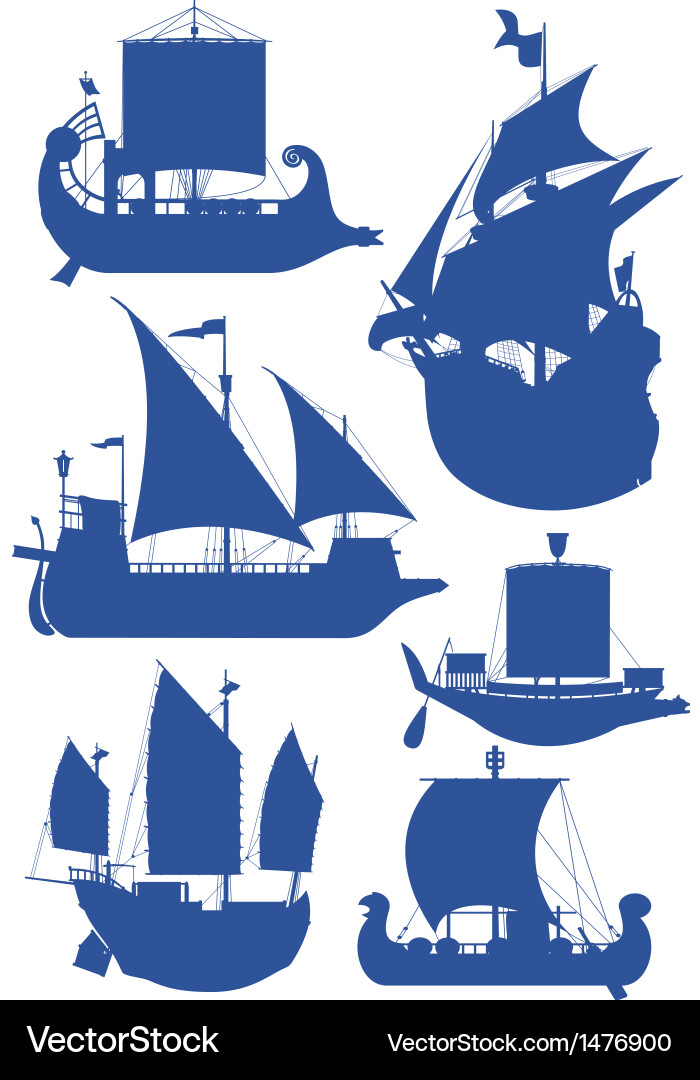Sailing Ship Silhouettes Royalty Free Vector Image