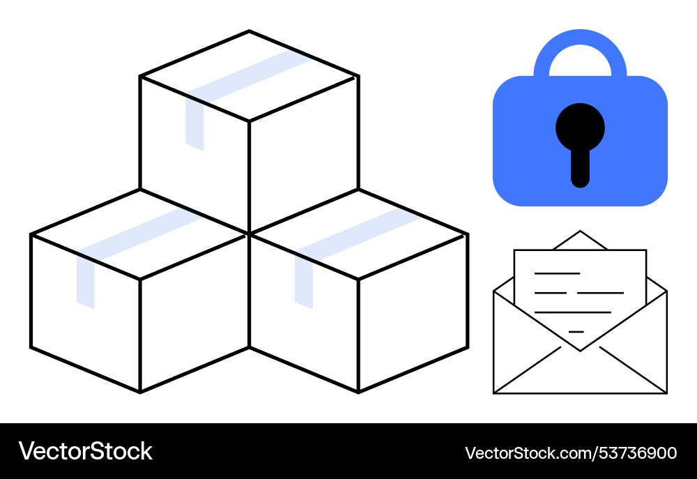 Secure package delivery concept with lock Secure package delivery concept with lock vector image
