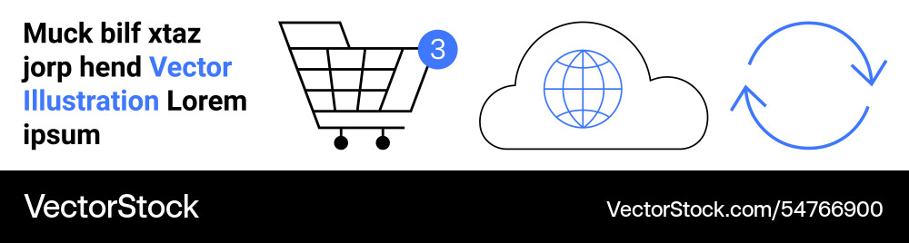 Shopping cart cloud globe and synchronization Shopping cart cloud globe and synchronization vector image