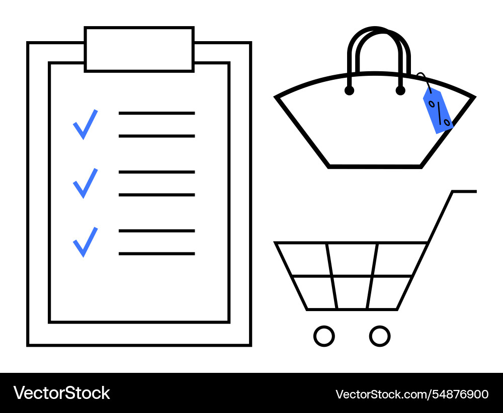 Shopping list and task checklist with bag Vector Image