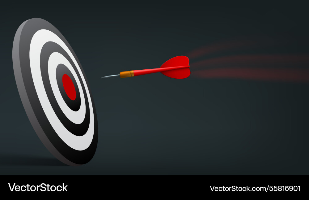 3d red dart hit the dartboard mockup 3d red dart hit the dartboard mockup vector image