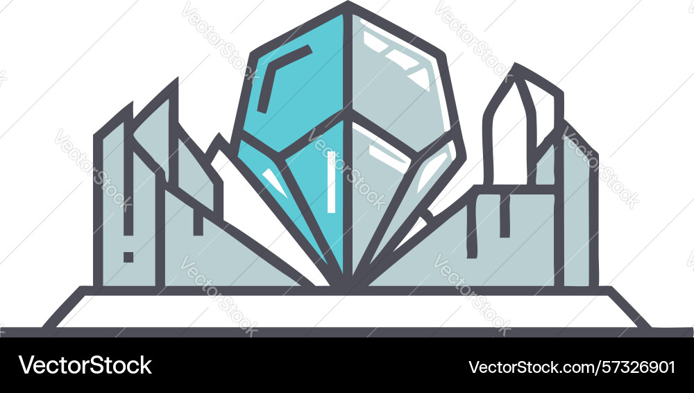 Abstract crystal structure in architectural vector image