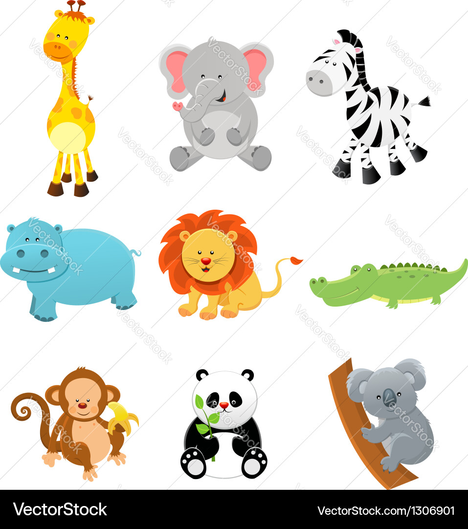 Adorable Safari Animals Vector Image