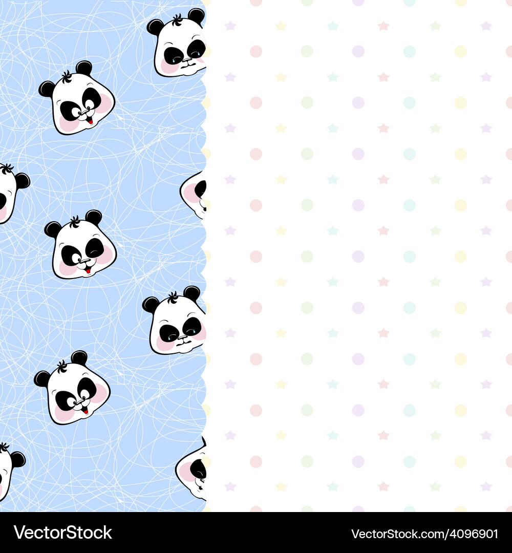 Children frame with pandas and stars Vector Image