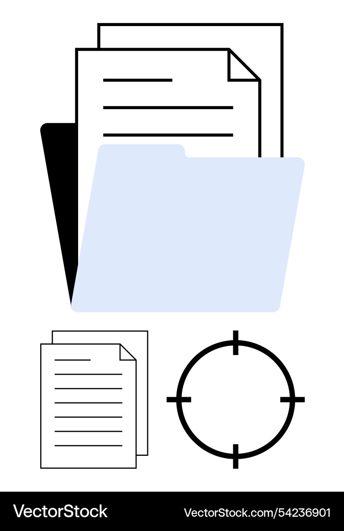 Document folder with papers and target icon Document folder with papers and target icon vector image