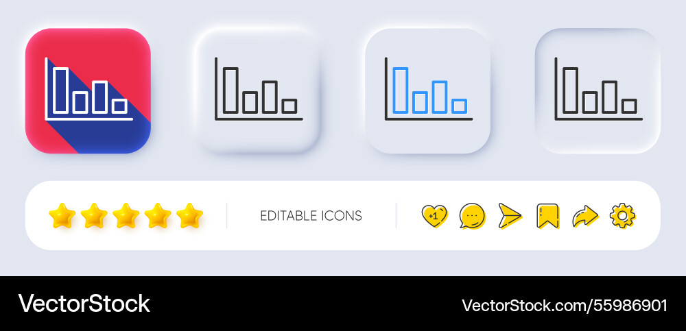 Histogram chart line icon financial graph vector image