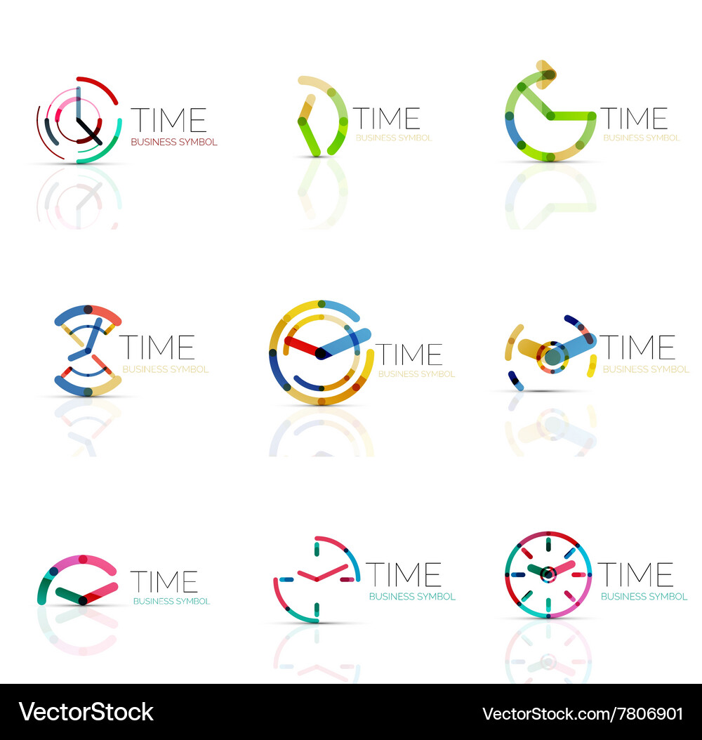 Linear time abstract logo set connected Vector Image