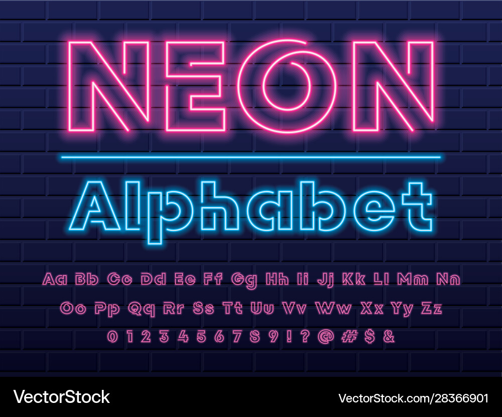 Neon font Neon font vector image
