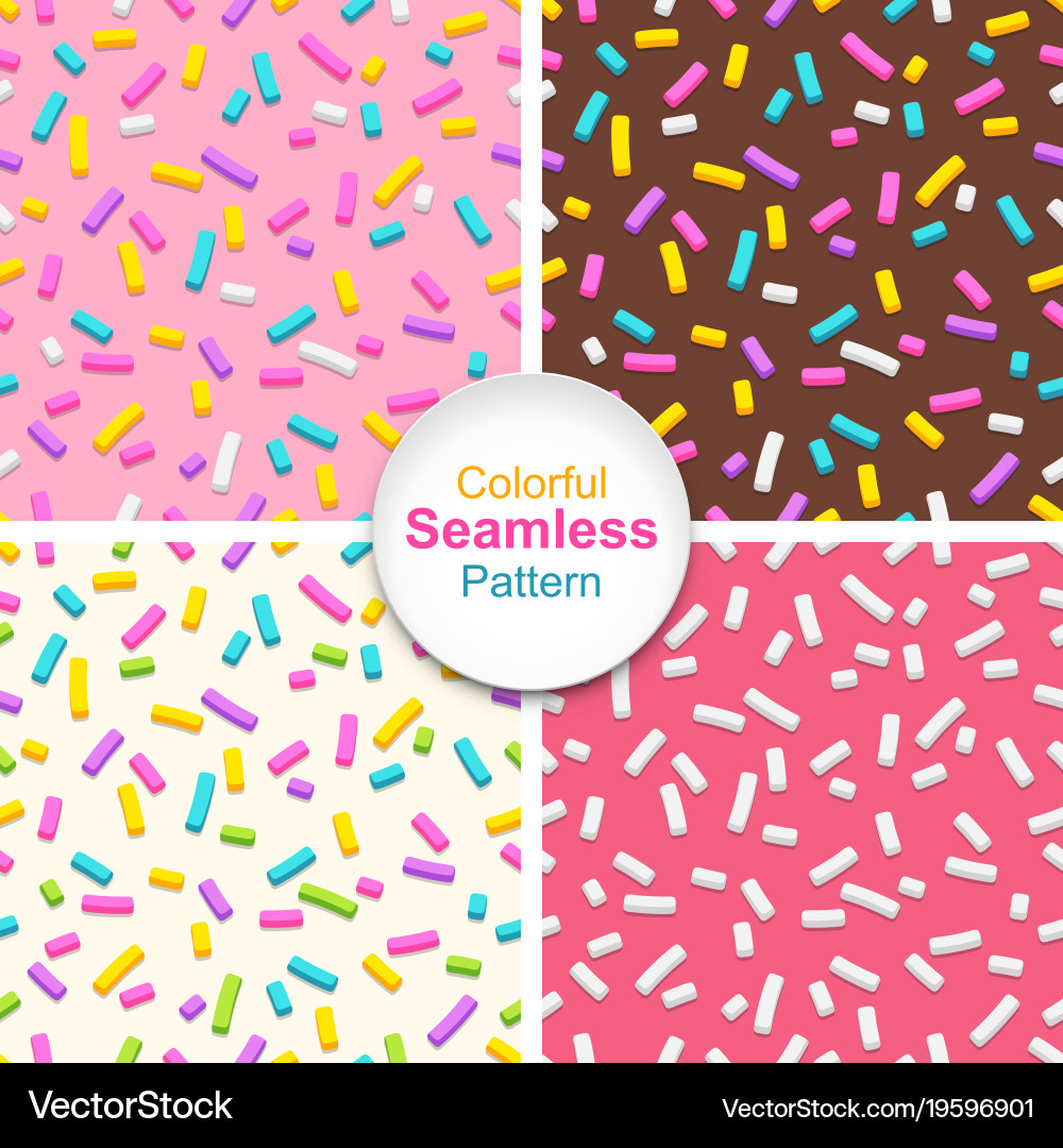Set seamless patterns donut glaze Royalty Free Vector Image