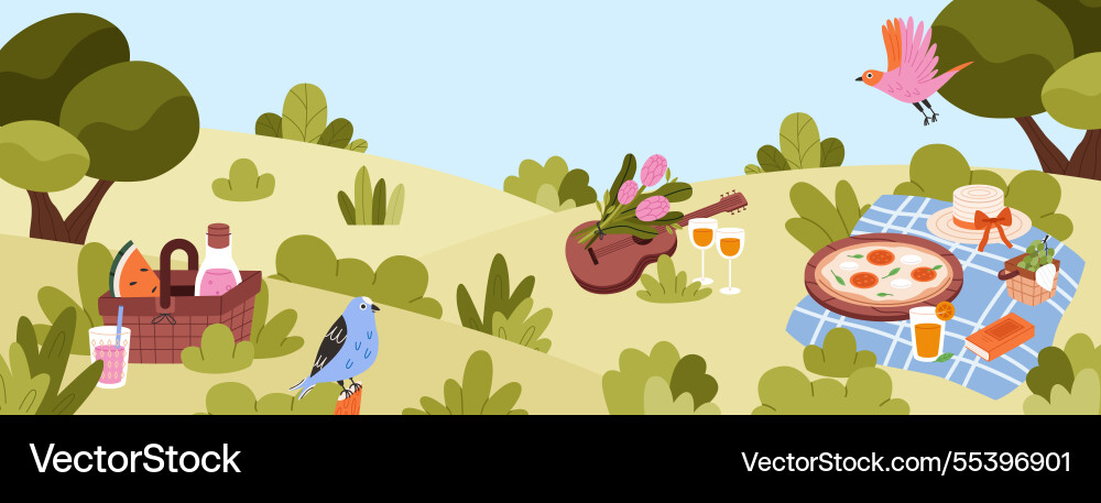 Spring picnic background Spring picnic background vector image
