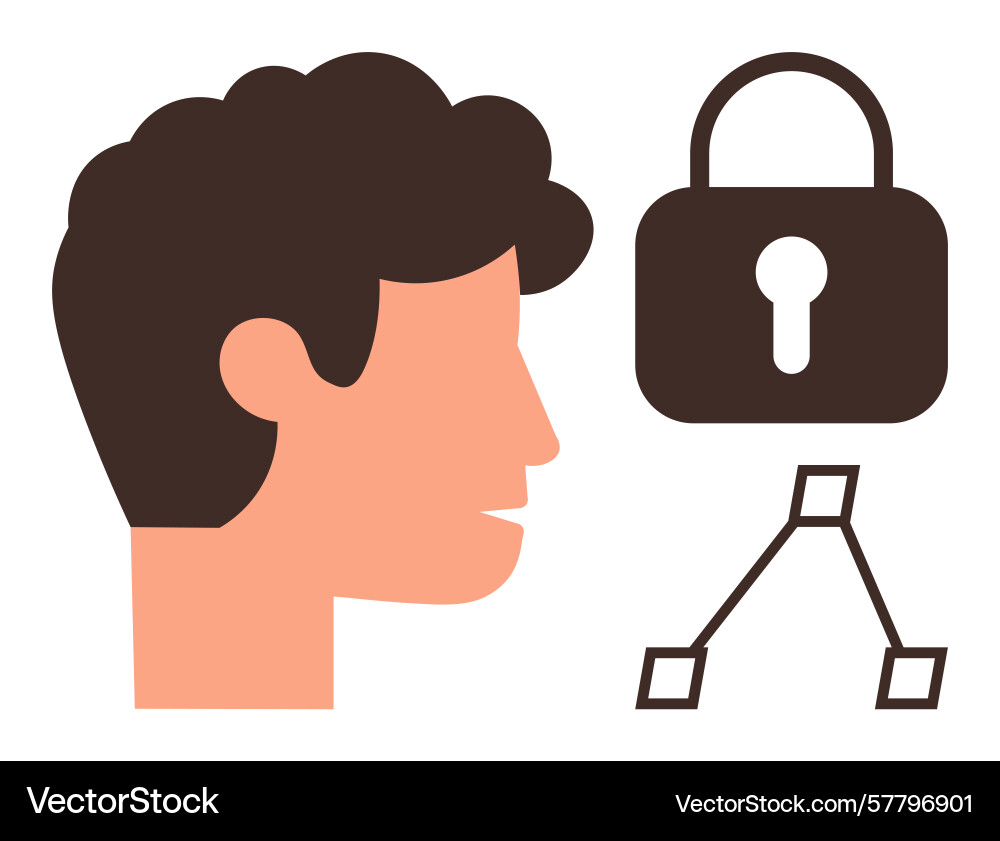 User profile security with locks and data network User profile security with locks and data network vector image
