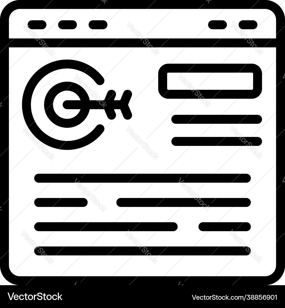 Web target icon outline goal arrow Web target icon outline goal arrow vector image