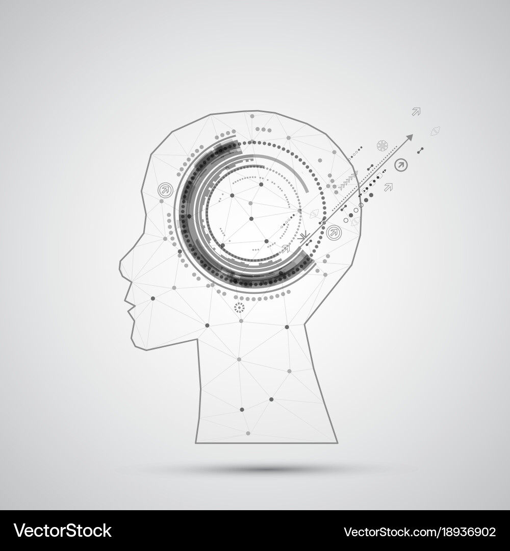 Creative brain concept background with triangular Vector Image