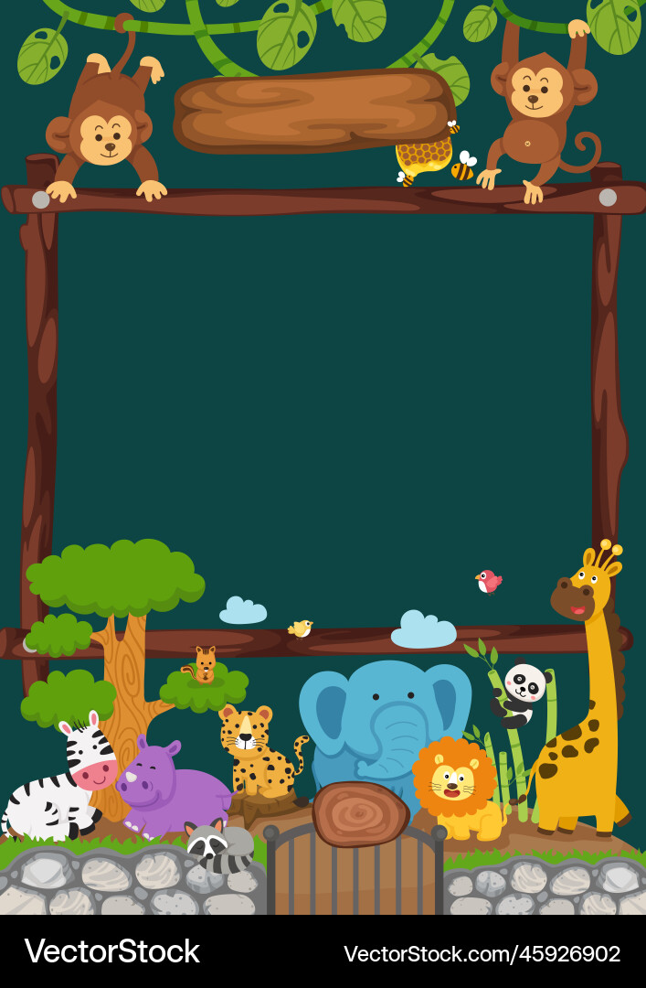 Empty banner template with zoo vector image