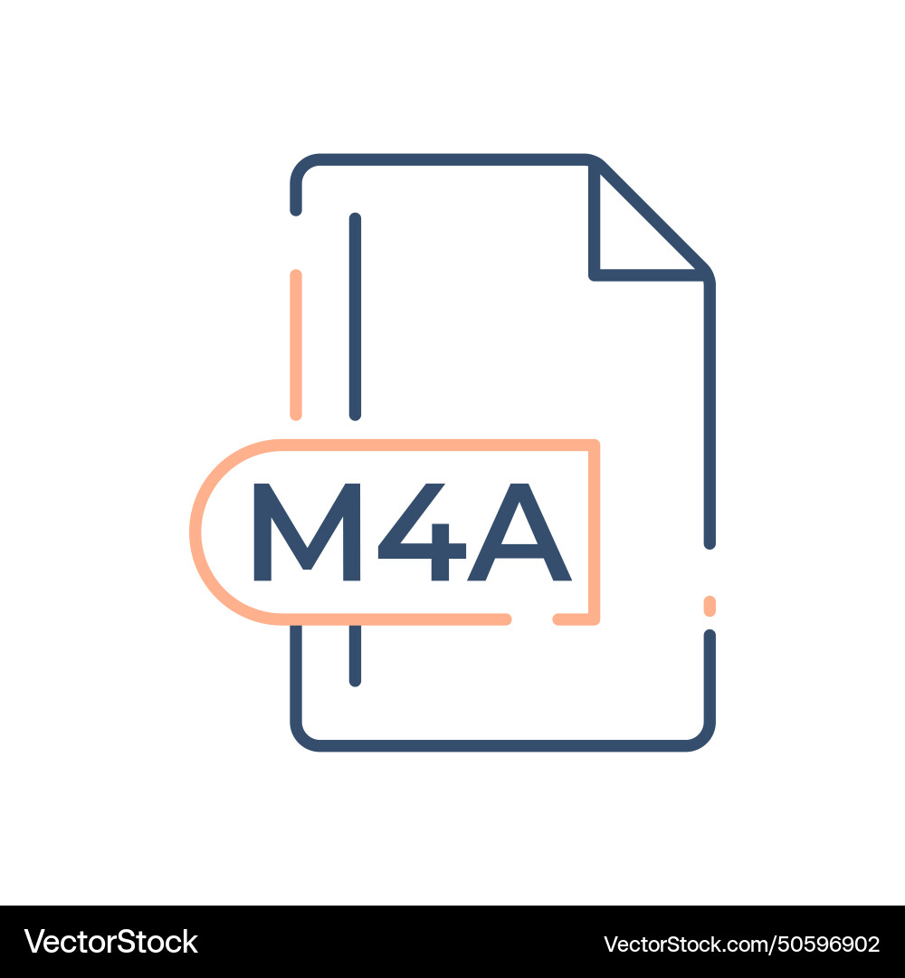 M4a file format icon extension line vector image