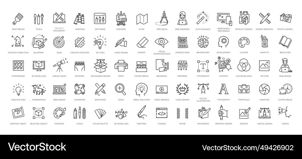 Thin Line Web Icons – Minimalist Set vector image
