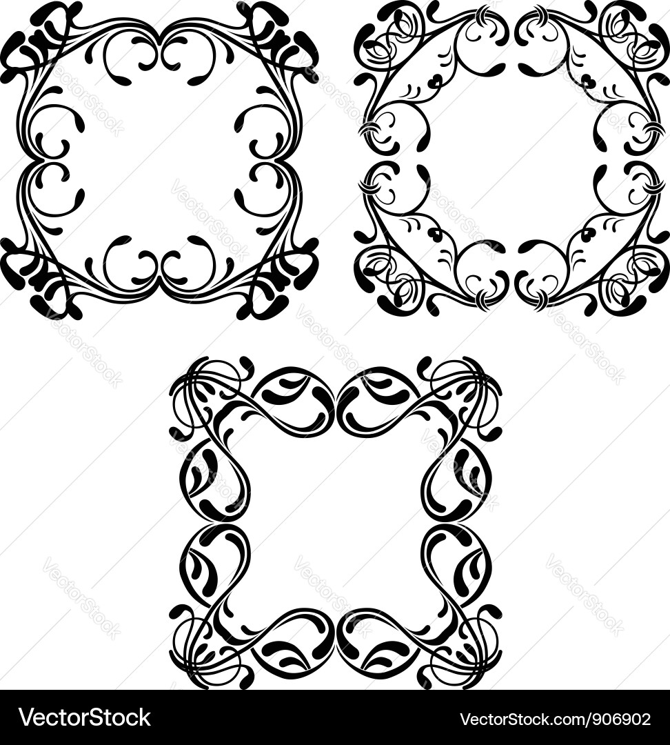 Vintage Floral Frame Set Vector Image