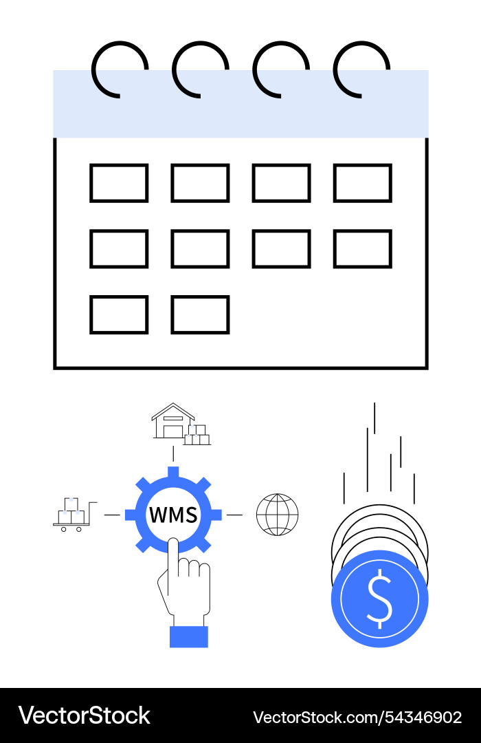 Warehouse management system wms functionality Warehouse management system wms functionality Vector Image