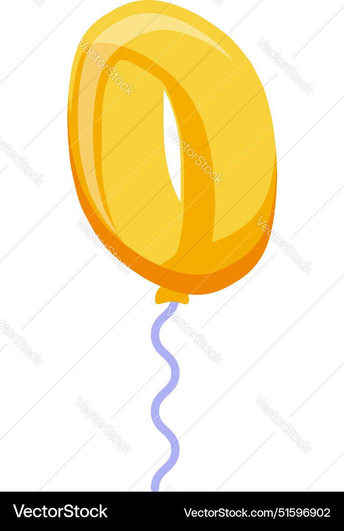 Yellow balloon floating with number zero Yellow balloon floating with number zero Vector Image