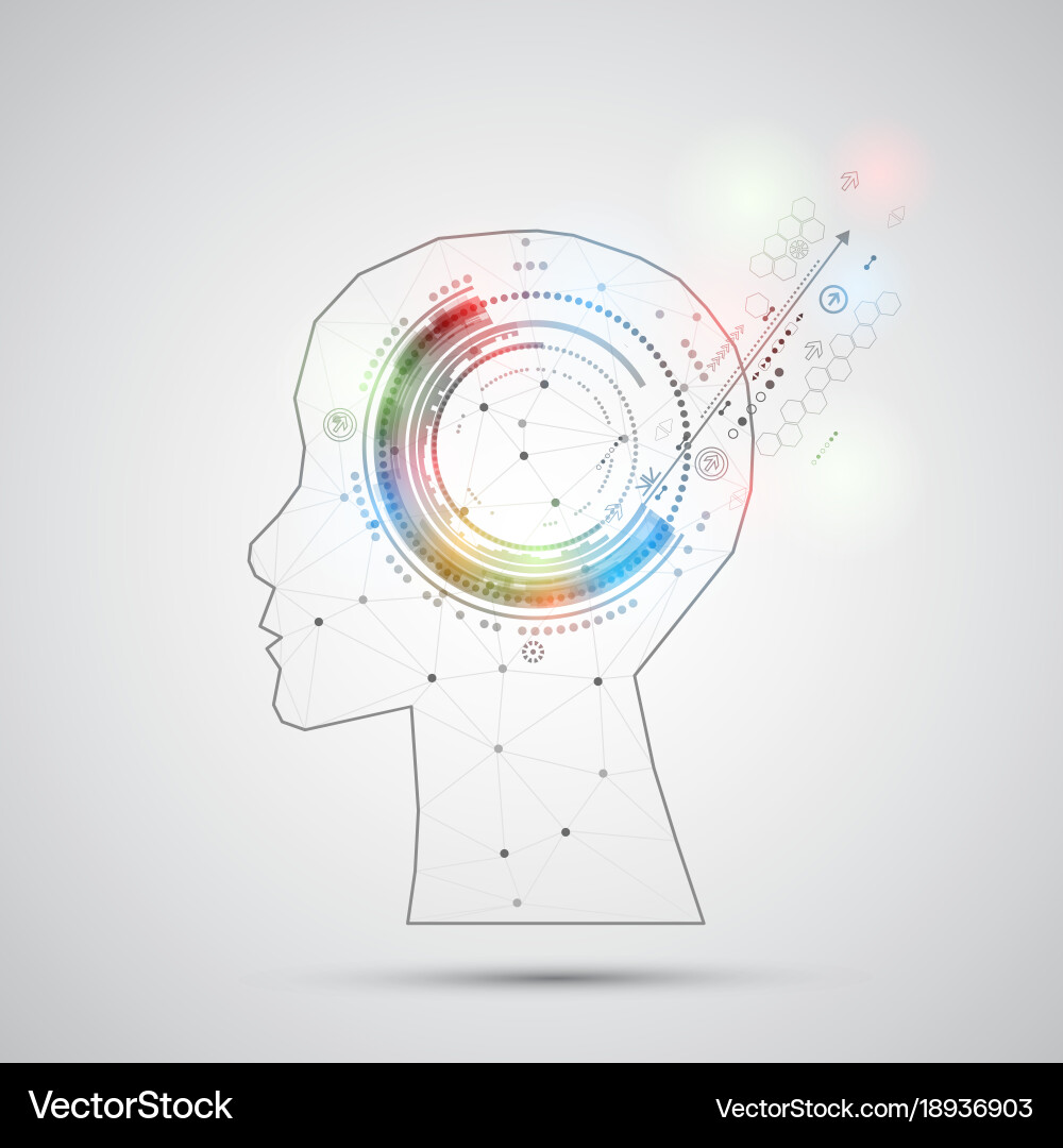 Creative brain concept background with triangular Vector Image