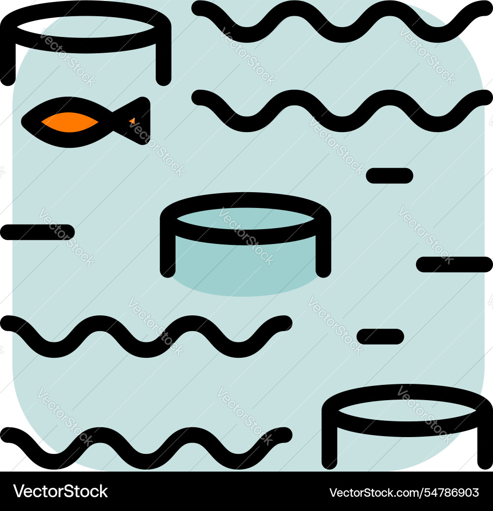 Floating farm color icon fish farming industry Floating farm color icon fish farming industry vector image