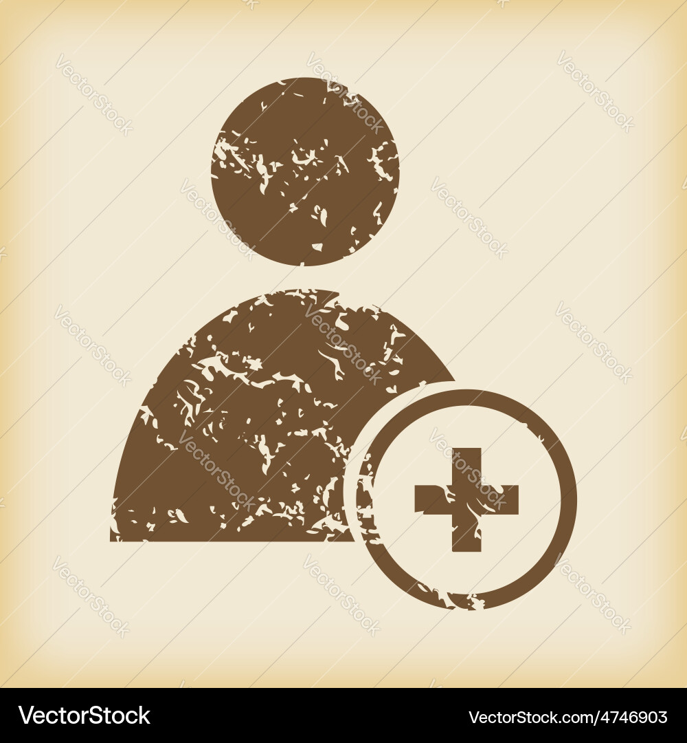 Grungy add user icon vector image