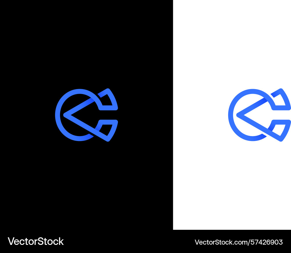 Letter c and arrow or click Vector Image