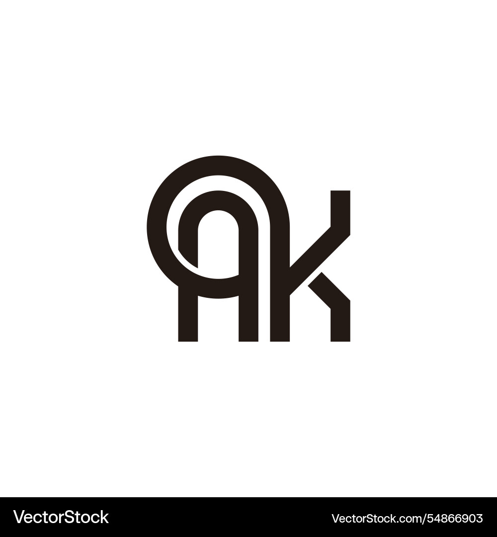 Letters ak linked loop circle geometric logo Letters ak linked loop circle geometric logo Vector Image