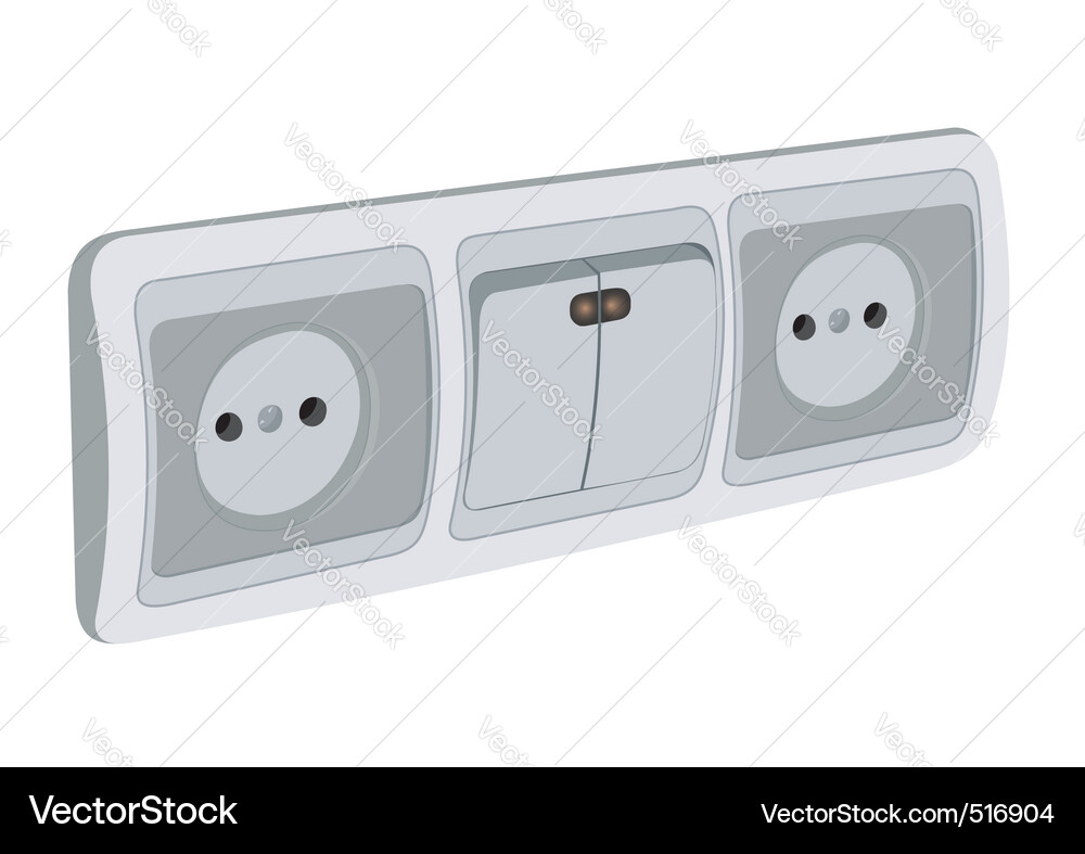 Block of sockets and the switch Vector Image