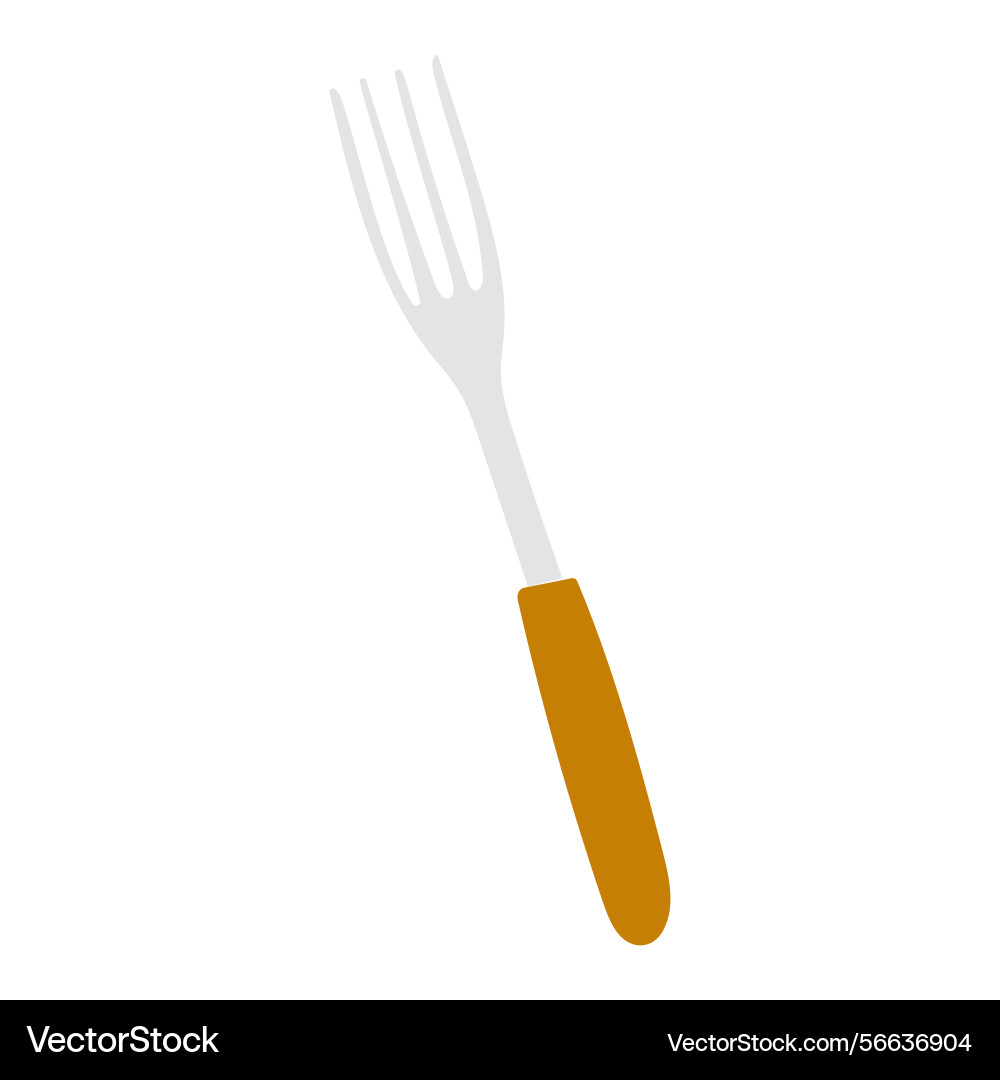 Fork with a yellow handle on white background Vector Image