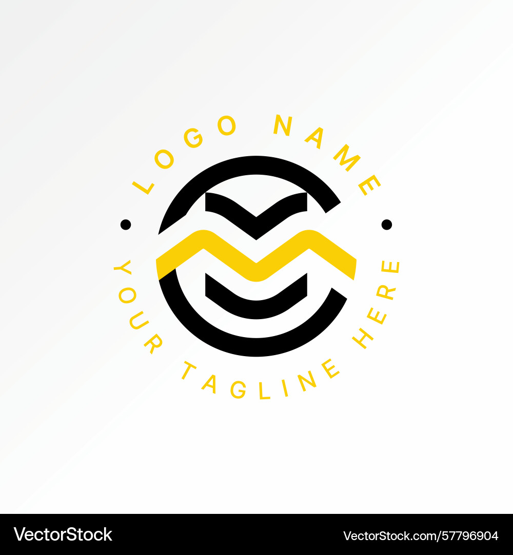 Initial cm or mc font line circle motif pattern Initial cm or mc font line circle motif pattern vector image