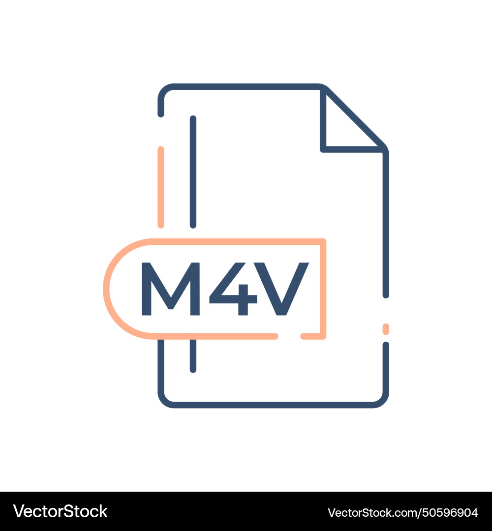 M4v file format icon extension line vector image