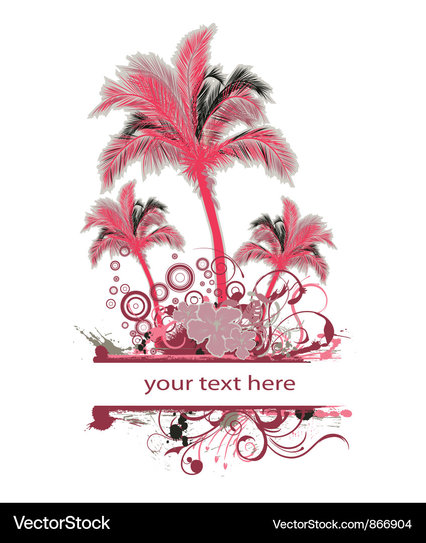 Palm trees with grunge Vector Image