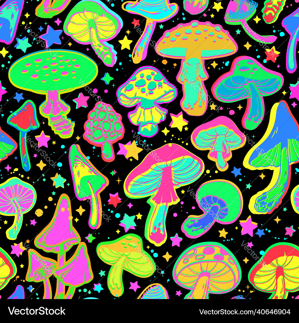 Psychedelic Mushroom Pattern vector image