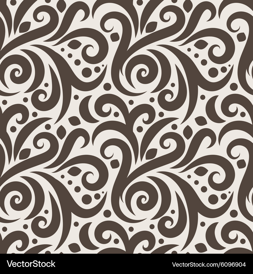 Seamless floral pattern with curls and dots Vector Image