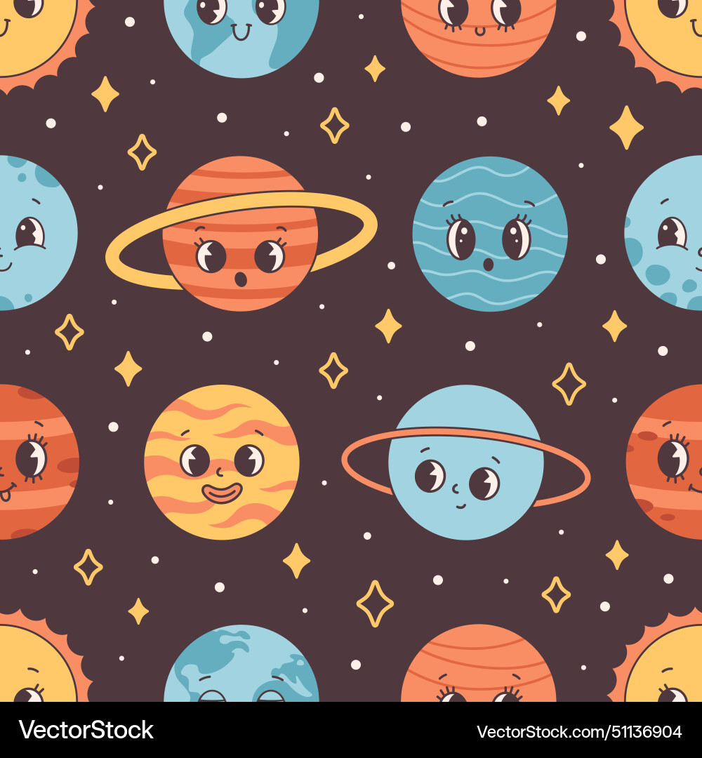 Seamless pattern with planets stars and space Seamless pattern with planets stars and space vector image