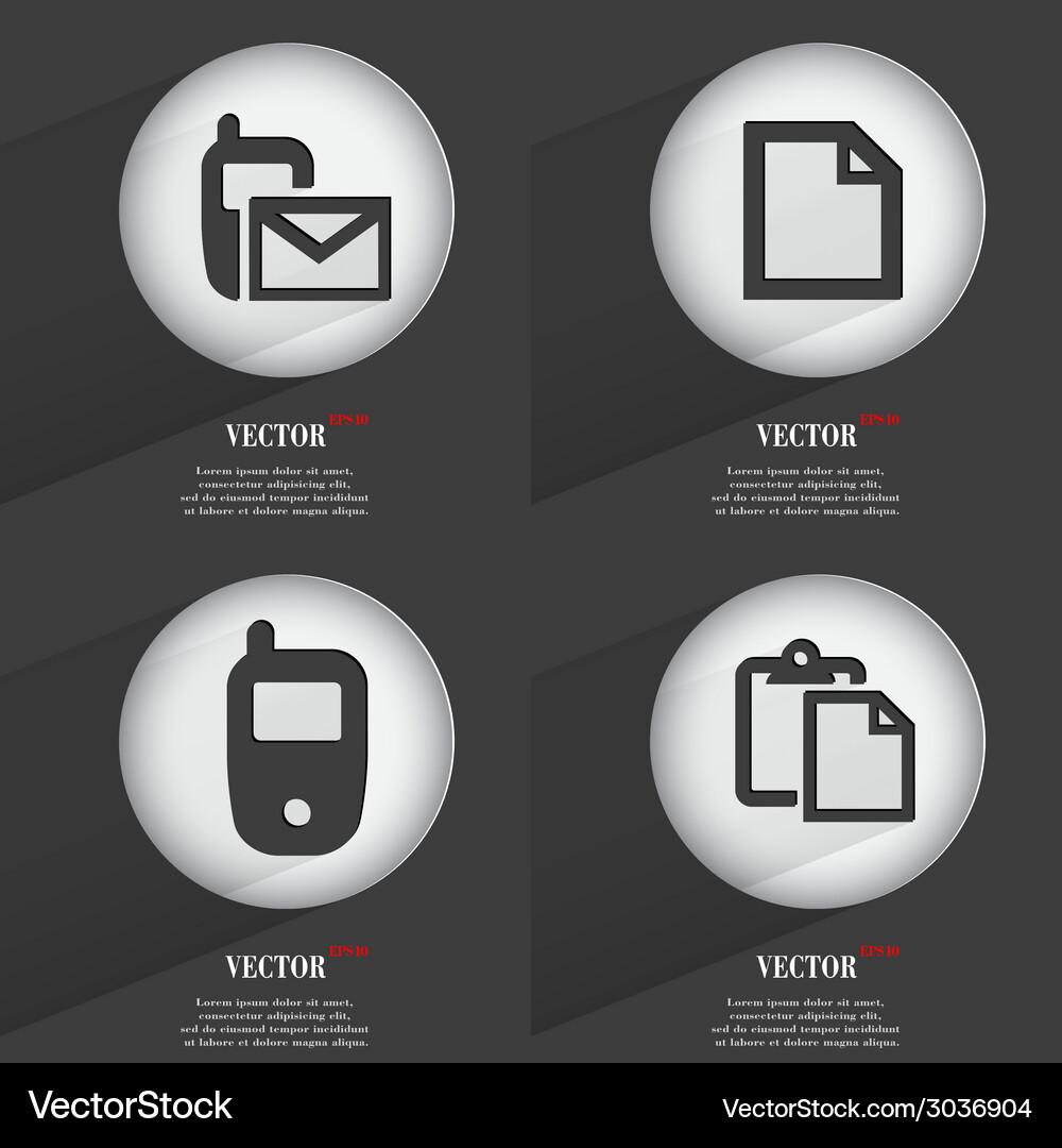 Set of 4 flat buttons icons with shadows Vector Image