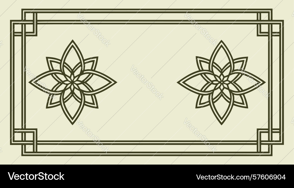 Symmetrical floral patterns in border frame vector image