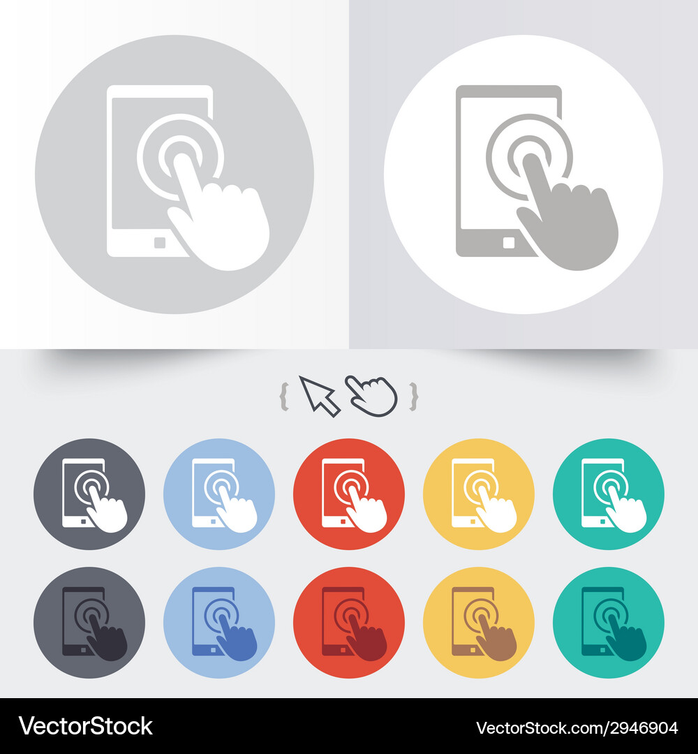 Touch screen smartphone sign icon hand pointer Vector Image