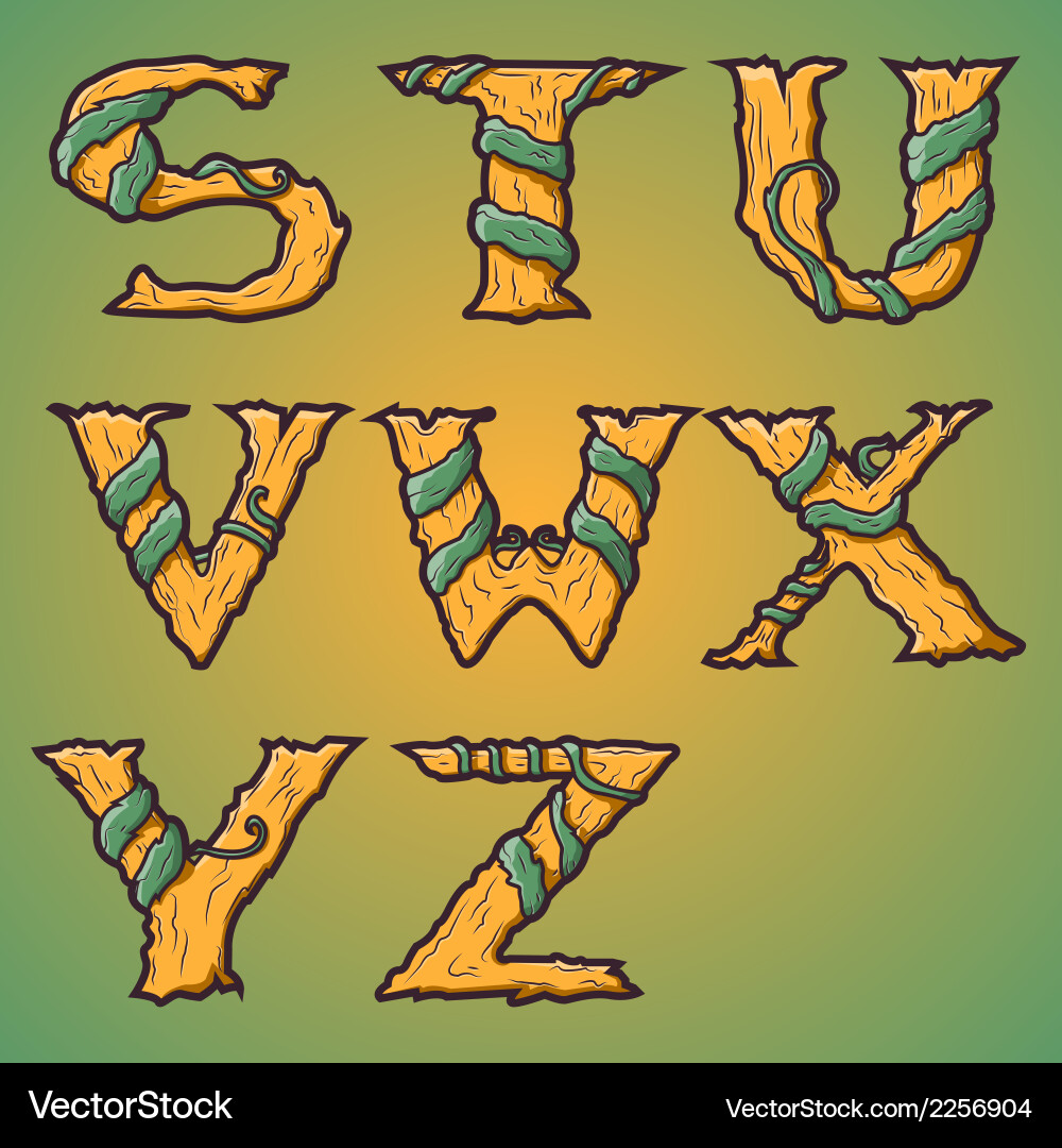Tree Root Alphabet Font - Halloween vector image